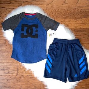 DC Skater Tshirt, Adidas Basketball Shorts Bundle